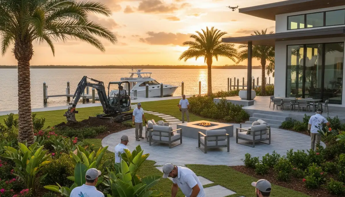 Cape Coral, FL landscaping service maintaining a lush residential lawn with professional care
