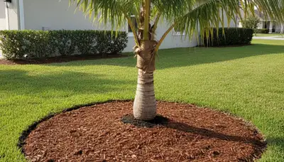 Professional circular tree mulch ring installation in Cape Coral, FL landscaping by Chop Chop Landscaping