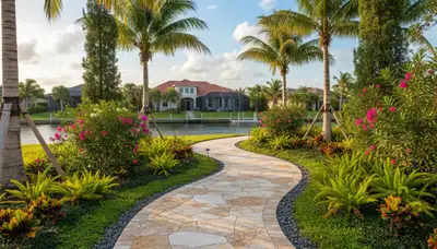 Professional stone paver pathway installation by Chop Chop Landscaping in Cape Coral, FL
